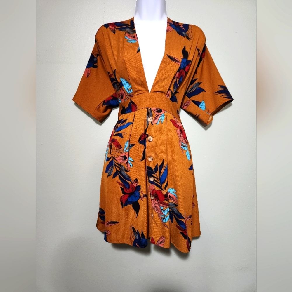 Plunge front mini dress